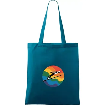 Skokan na lyžích v kruhu - Taška bavlněná - 42 x 38 cm ( Petrolejová )