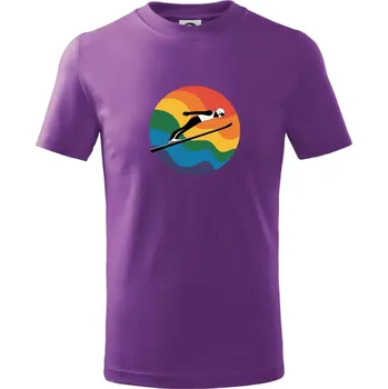 Skokan na lyžích v kruhu - Tričko dětské bavlněné - 146 cm/10 let ( Fialová )