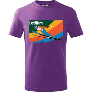 Letííím Skokan na lyžích - Tričko dětské bavlněné - 146 cm/10 let ( Fialová )
