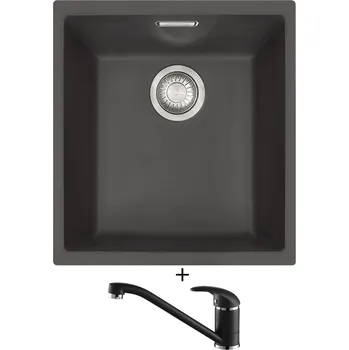 Kuchyňský dřez Dřez pod desku SET Franke SID 110-34 černá + Aquastone AQ 2561 černá metalická
