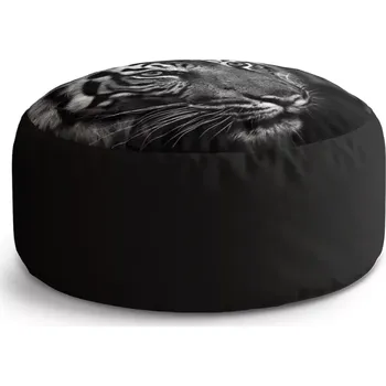 Taburet Sablio Taburet Circle Černobílý tygr: 38x48 cm