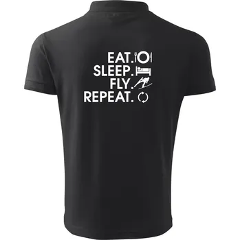 Pánská košile Eat sleep fly repeat - skoky na lyžích - Polokošile pánská Pique Polo 203 - S ( Dřevěné uhlí )