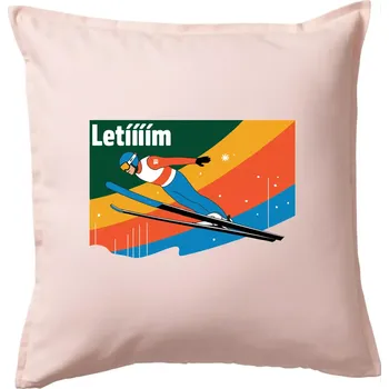 Polštář Letííím Skokan na lyžích - Polštář 50x50 - 50x50 - Pouze potah ( Světle růžová )