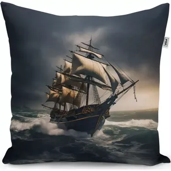 Polštář Sablio Polštář Plachetnice v rozbouřených vodách - 60x60 cm