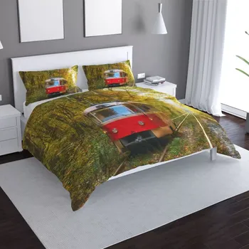 Povlečení Sablio Povlečení Červená tramvaj v lese - 140x220 / 90x70