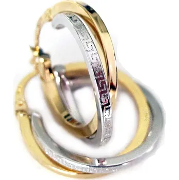 Náušnice Luxusní zlaté náušnice kruhy dvoubarevné 24mm 3,50g Zlato 14k(585/1000)