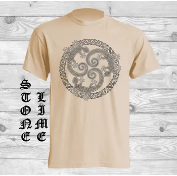 panske-levne-bavlnene-tricko-potisk-keltske-jesterky Barva: Lime stone - krémová, velikost: XL