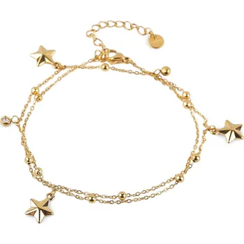 Náramek Náramek z nerezové oceli dvojitý, hvězdička, barva 2 zlatá