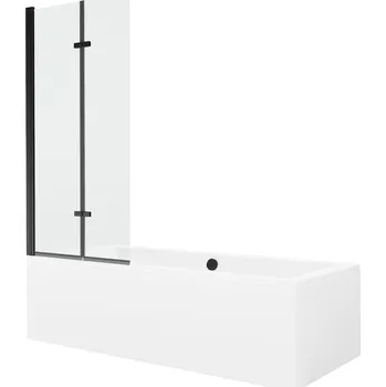 Vanová zástěna MEXEN/S - Cube obdélníková vana 180 x 80 cm s panelem + vanová zástěna 80, transparent, černá 550518080X9208027000