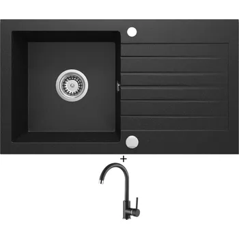 Granitový dřez Granitový dřez SET Deante ZORBA ZQZ G113 černá metalická + Aquastone AQ 5561 černá metalická
