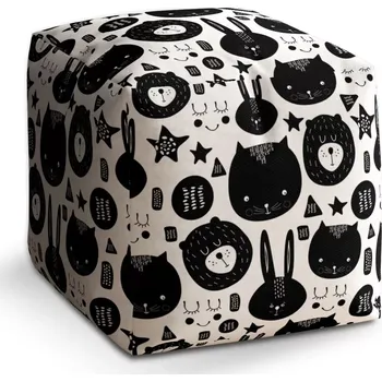 Taburet Sablio Taburet Cube Kočička a medvěd: 40x40x40 cm