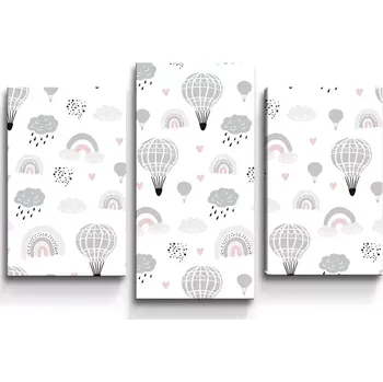 Obraz Sablio Obraz - 3-dílný Malované horkovzdušné balony - 75x50 cm