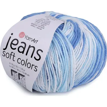 Příze Pletací příze Jeans Soft Color 50 g, střední, 5 (6213) modrá jemná
