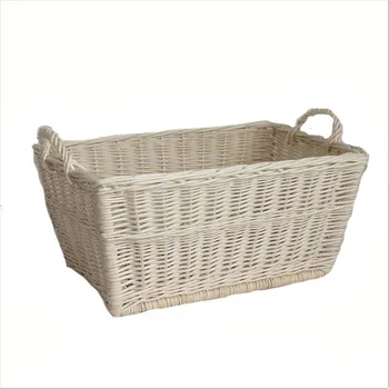 Koš na prádlo Proutěný koš obdélník velký bílý