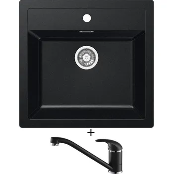 Kuchyňský dřez Tectonitový dřez SET Franke SID 610 černá + Aquastone AQ 2561 černá metalická