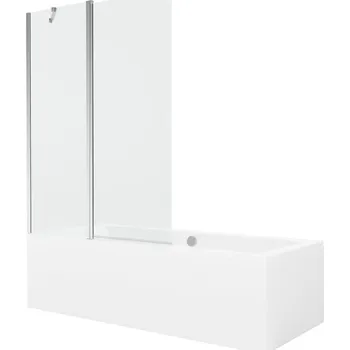 Vanová zástěna MEXEN/S - Cube obdélníková vana 180 x 80 cm s panelem + vanová zástěna 120, transparent, chrom 550518080X9412110100