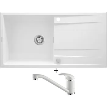 Granitový dřez Granitový dřez SET Deante ERIDAN ZQE A713 bílá + Aquastone AQ 2561 bílá