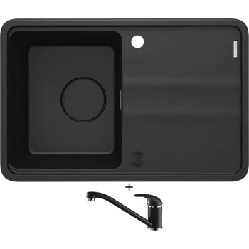 Granitový dřez Granitový dřez SET Deante MOMI ZKM G11A černá metalická + Aquastone AQ 2561 černá metalická