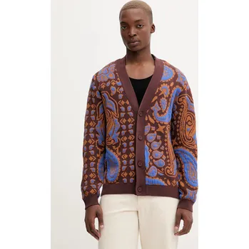 Pánský svetr Kardigan Desigual MULTICOLOR pánský, hnědá barva, 25WMJF12 MLC, vel. M