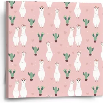 Obraz Sablio Obraz Lama a kaktusy - 50x50 cm