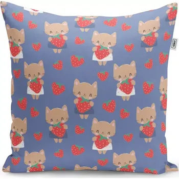 Polštář Sablio Polštář Kočičky s jahodami - 50x50 cm