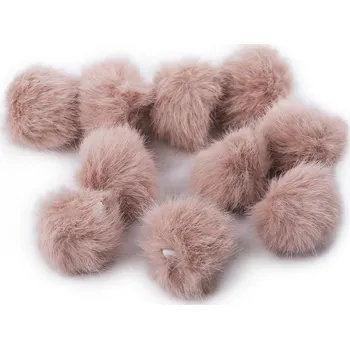 Kožešinová bambule s poutkem Ø3,5 cm, střední, 4 starorůžová sv.