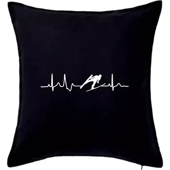 Polštář EKG skoky na lyžích - Polštář 50x50 - 50x50 - Pouze potah ( Černá )