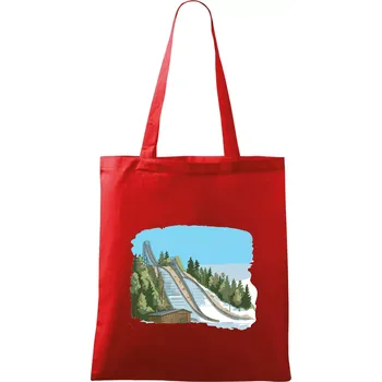 Obrázek skokanských můstků - Taška bavlněná - 42 x 38 cm ( Červená )