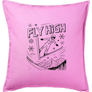 Polštář Černobílý skokan fly high - Polštář 50x50 - 50x50 - Pouze potah ( Růžová )