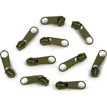 Zip Jezdec ke spirálovým zipům No 3 pro metráž typu POL, malé, 327 zelená olivová