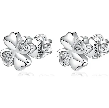 Náušnice NUBIS® Stříbrné šroubovací náušnice čtyřlístky - NB-3226