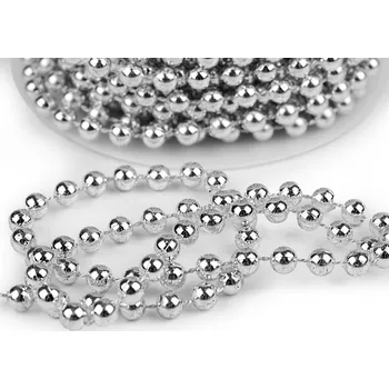 Dětské navlékací korálky Perlový řetěz Ø6 mm, malé, 2 stříbrná