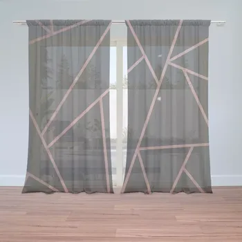 Záclona Sablio Záclony Růžové obrazce: 2ks 150x250cm