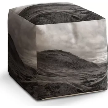 Taburet Sablio Taburet Cube Černobílé údolí: 40x40x40 cm