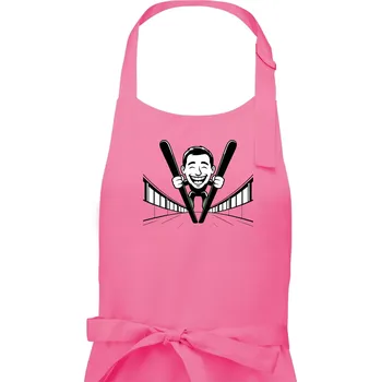 Kuchyňská zástěra Vysmátý kreslený skokan - Pánská zástěra na vaření - Univerzální velikost ( Růžová )