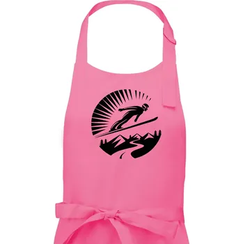 Kuchyňská zástěra Skokan černý v kruhu - Dámská zástěra na vaření - Univerzální velikost ( Růžová )