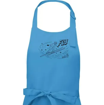Kuchyňská zástěra Skokan na lyžích černý obrázek FLY - Dámská zástěra na vaření - Univerzální velikost ( Světlý tyrkys )