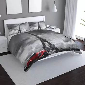 Povlečení Sablio Povlečení Eiffelova věž a červené auto - 140x200 / 90x70