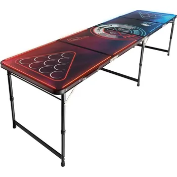 kempingový stůl Vevor Přenosný beer pong stůl 8 foot skládací nastavitelná výška led světla