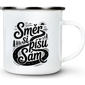 Směr si píšu sám, černý tisk - Plechový hrnek VELKÝ 400ml (500 ml po okraj) - 400 ml