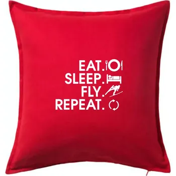 Polštář Eat sleep fly repeat - skoky na lyžích - Polštář 50x50 - 50x50 - Pouze potah ( Červená )
