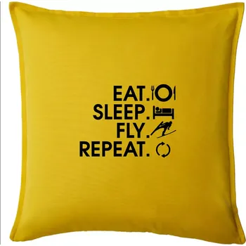 Polštář Eat sleep fly repeat - skoky na lyžích - Polštář 50x50 - 50x50 - Pouze potah ( Žlutá )