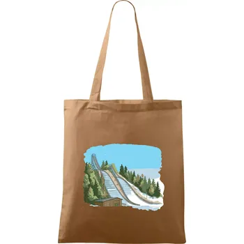 Nákupní taška Obrázek skokanských můstků - Taška bavlněná - 42 x 38 cm ( Cappuccino )