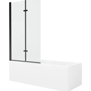 Vanová zástěna MEXEN/S - Cubik obdélníková vana 160 x 70 cm s panelem + vanová zástěna 100, transparent, černá 550316070X9210027000