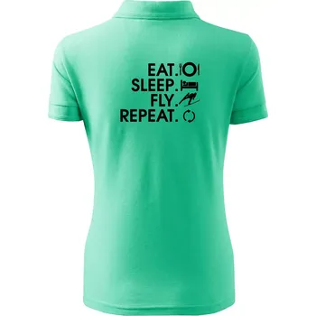 Eat sleep fly repeat - skoky na lyžích - Polokošile dámská Pique Polo - S ( Mátová )
