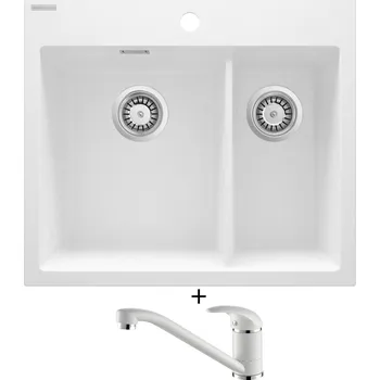 Granitový dřez Granitový dřez SET Deante ERIDAN ZQE A503 bílá + Aquastone AQ 2561 bílá