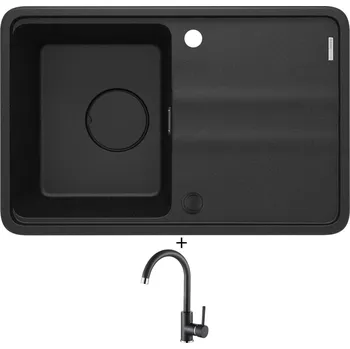 Granitový dřez Granitový dřez SET Deante MOMI ZKM G11A černá metalická + Aquastone AQ 5561 černá metalická