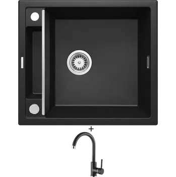 Granitový dřez Granitový dřez SET Deante MAGNETIC ZRM G103 černá metalická + Aquastone AQ 5561 černá metalická