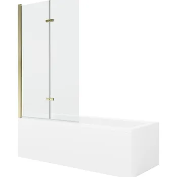 Vanová zástěna MEXEN/S - Cubik obdélníková vana 160 x 70 cm s panelem + vanová zástěna 100, transparent, zlatá 550316070X9210025000
