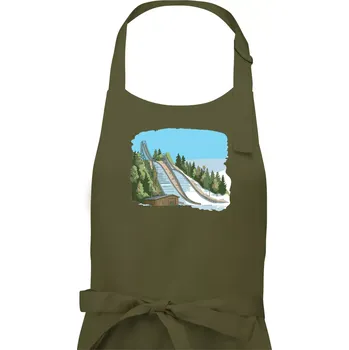 Kuchyňská zástěra Obrázek skokanských můstků - Pánská zástěra na vaření - Univerzální velikost ( Khaki )